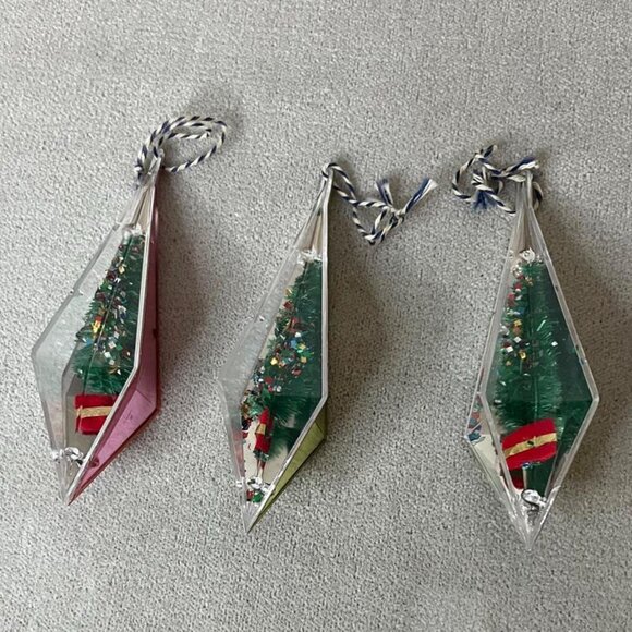 Vintage Jewel Brite Glittered Bottle Brush Tree Acrylic Plastic Faceted Diamond - Picture 3 of 6